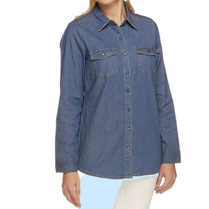 Denim & Co. Button Front Long Sleeve Denim Shirt NWOT
